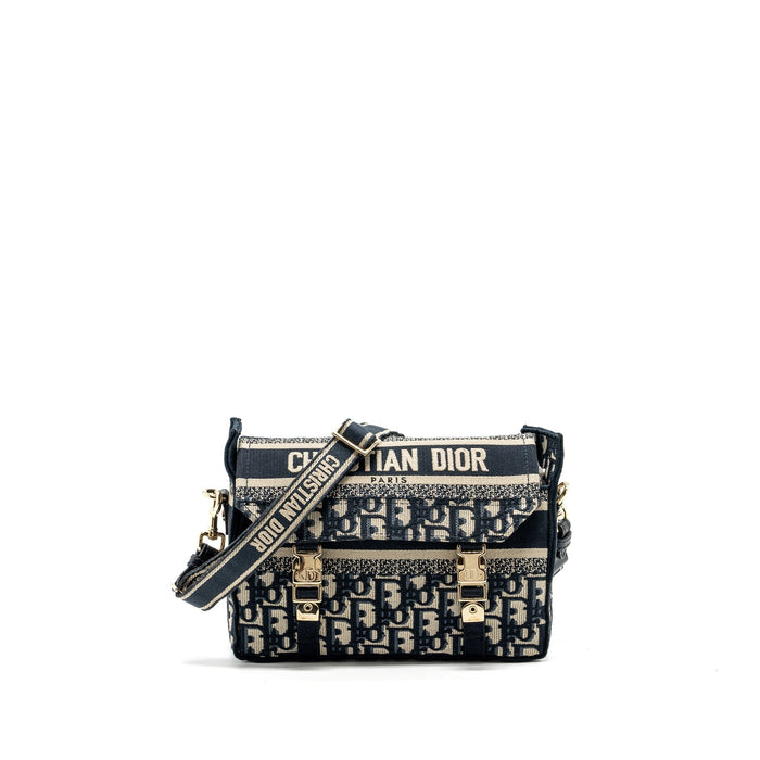 DIOR SMALL DIORCAMP BAG BLUE DIOR OBLIQUE EMBROIDERY GHW
