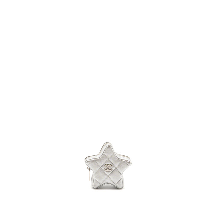 CHANEL STAR COIN PURSE/BAG CHARM LAMBSKIN SILVER SHW(MICROCHIP)