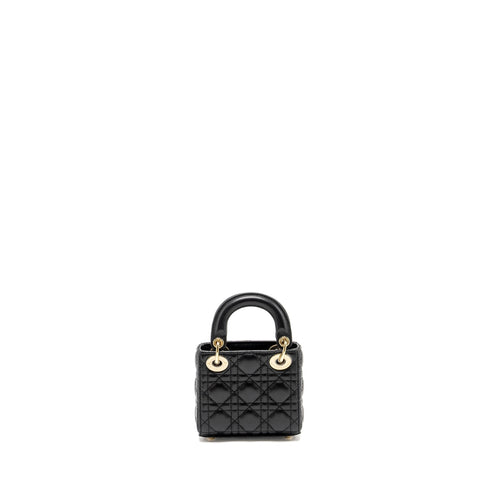 DIOR MICRO LADY DIOR LAMBSKIN BLACK LGHW