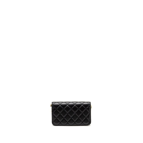 CHANEL PEARL CRUSH MINI FLAP WALLET WITH CHAIN LAMBSKIN BLACK GHW (MICROCHIP)