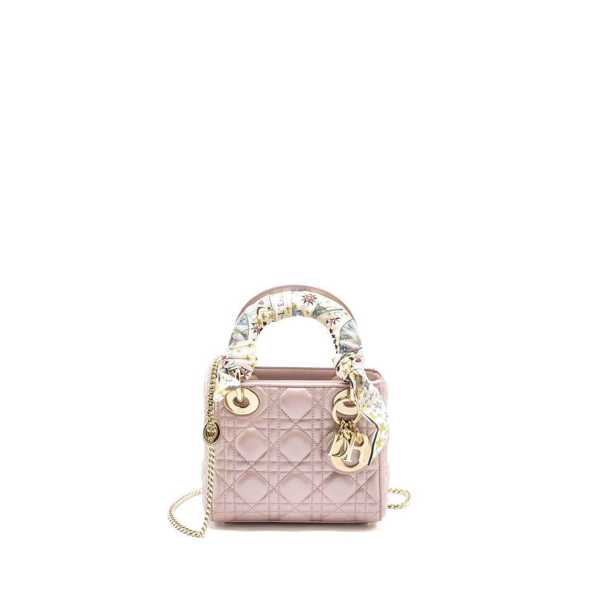 DIOR MINI LADY DIOR LAMBSKIN LOTUS PINK LGHW