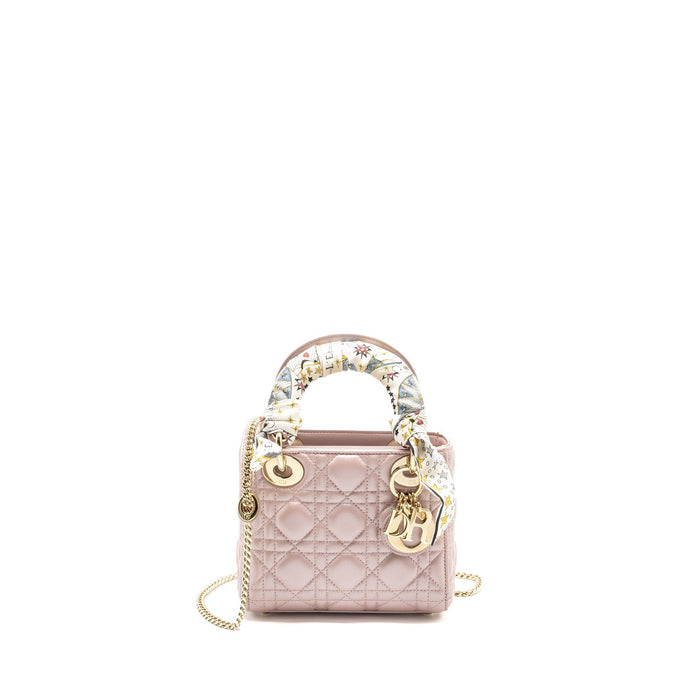 DIOR MINI LADY DIOR LAMBSKIN LOTUS PINK LGHW