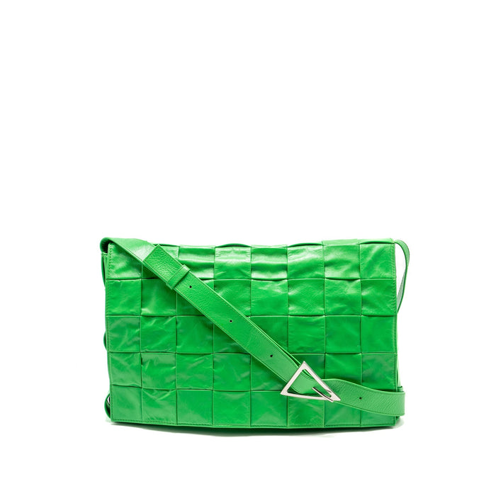 BOTTEGA VENETA MAXI CASSETTE BAG LAMBSKIN GREEN SHW