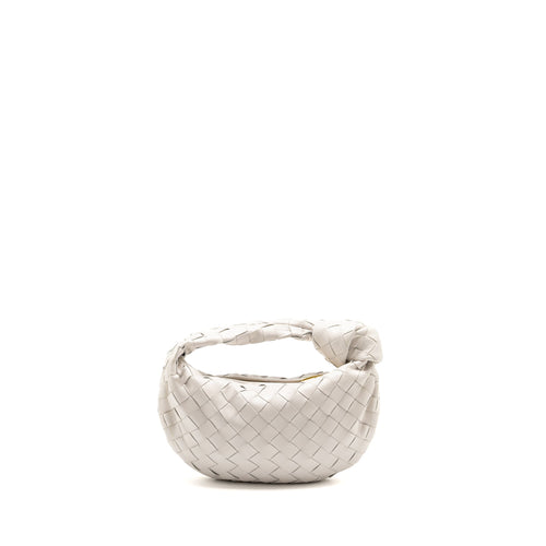 BOTTEGA VENETA MINI JODIE LAMBSKIN WHITE GHW