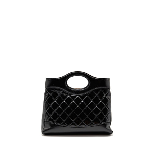 CHANEL MINI 31 BAG SHINY LAMBSKIN BLACK LGHW (MICROCHIP)