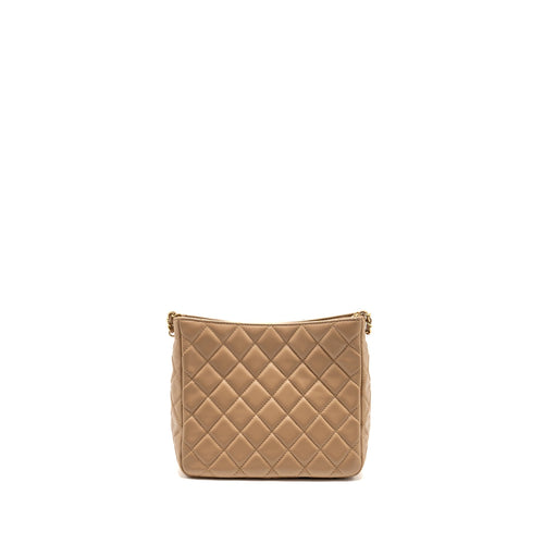 CHANEL PEARL CRUSH HOBO BAG LAMBSKIN BEIGE GHW (MICROCHIP)