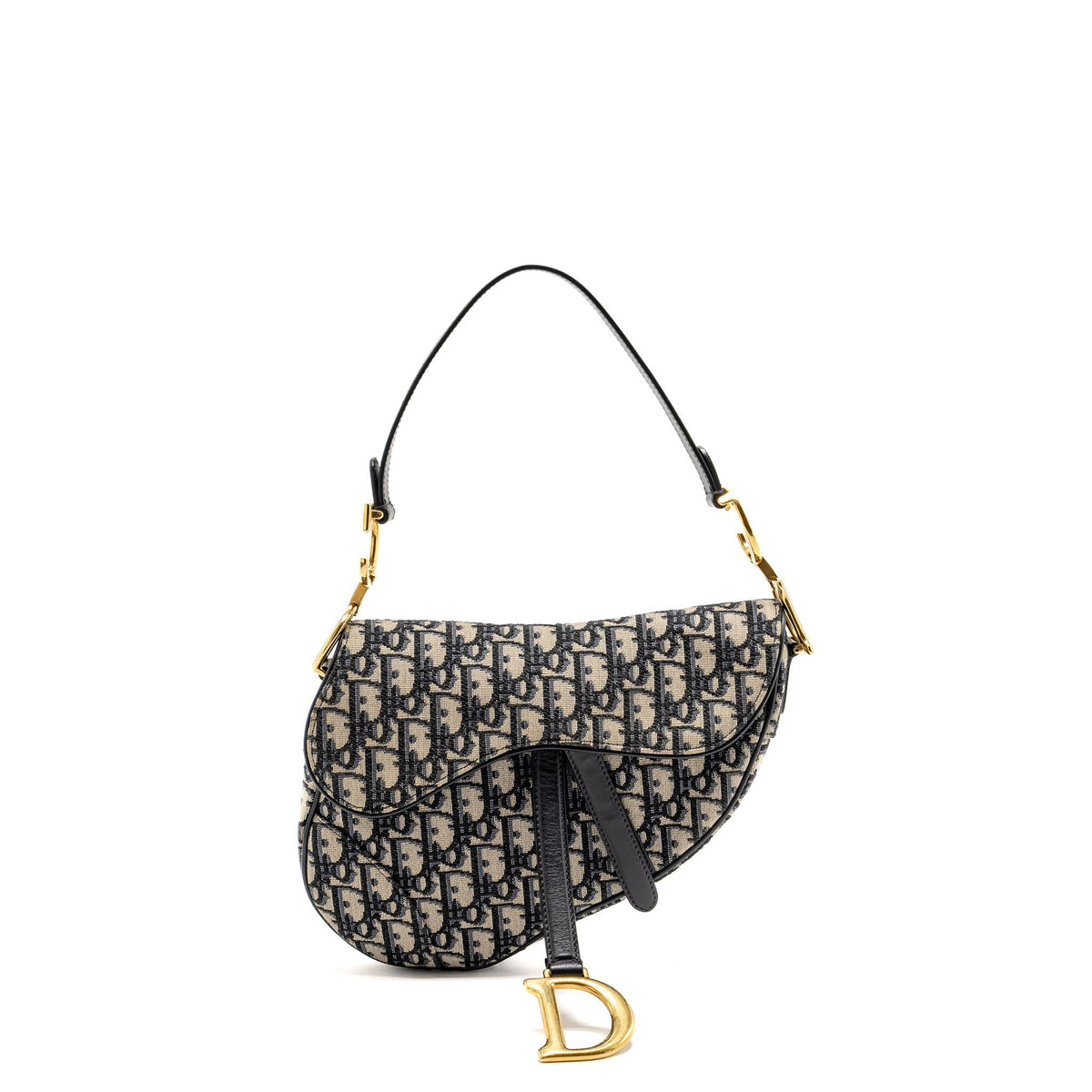 DIOR MEDIUM SADDLE BAG BLUE OBLIQUE CANVAS GHW