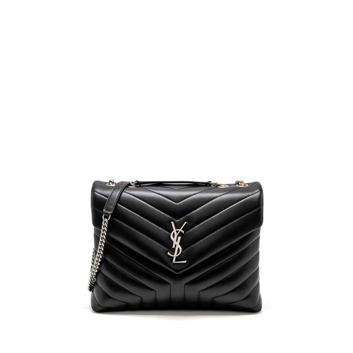 SAINT LAURENT MEDIUM LOULOU SHOULDER BAG CALFSKIN BLACK SHW
