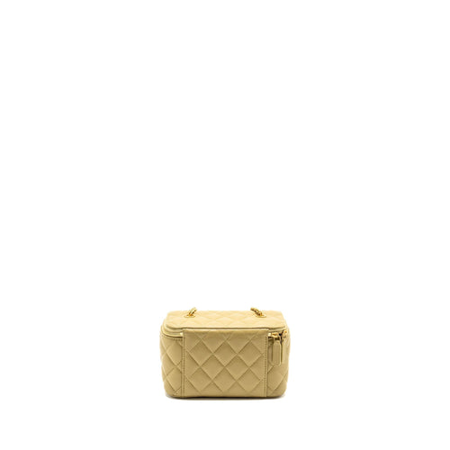 CHANEL COCO LETTER LONG VANITY WITH CHAIN LAMBSKIN GREEN GHW (MICROCHIP)