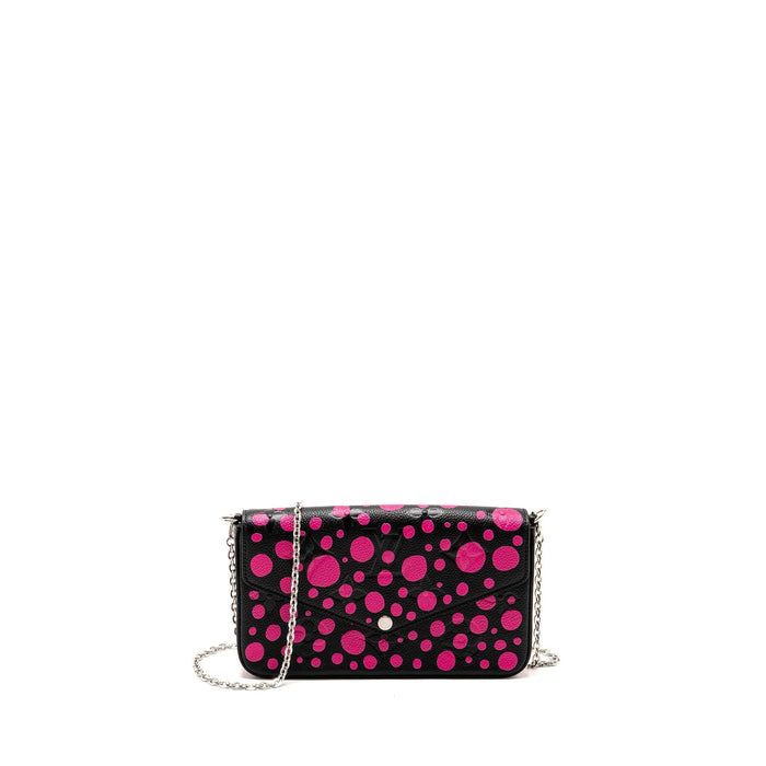 LOUIS VUITTON YAYOI KUSAMA FELICIE POCHETTE MONOGRAM EMPREINTE LEATHER BLACK/PINK SHW