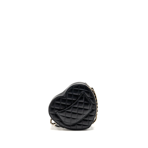 CHANEL 22S HEART BAG LAMBSKIN BLACK LGHW (MICROCHIP)