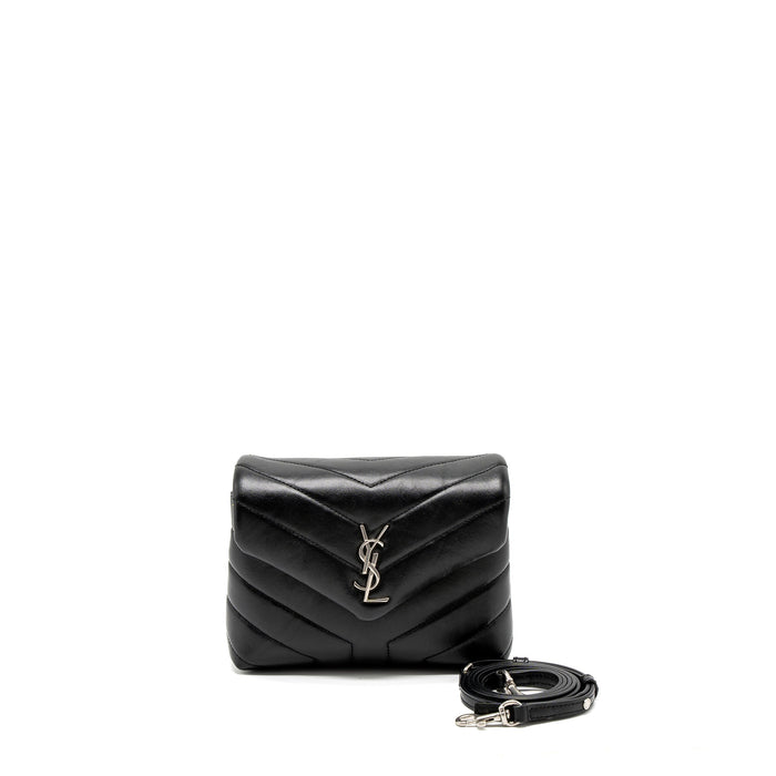 SAINT LAURENT LOULOU TOY STRAP BAG CALFSKIN BLACK SHW