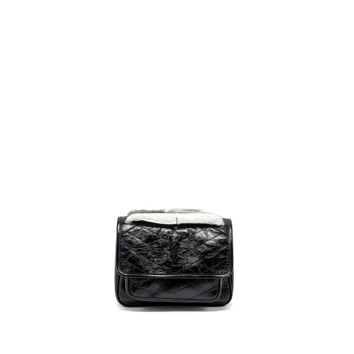 SAINT LAURENT NIKI BABY LEATHER BLACK SHW