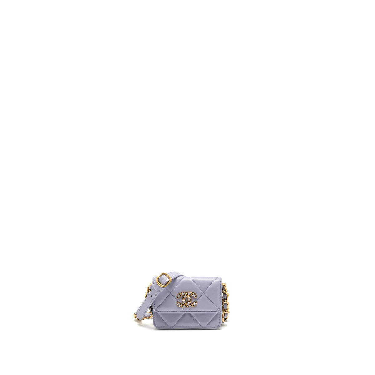CHANEL 19 MINI BELT BAG LAMBSKIN LIGHT PURPLE MULTICOLOUR HARDWARE