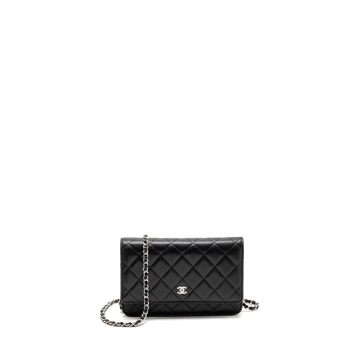 CHANEL CLASSIC WALLET ON CHAIN CAVIAR BLACK SHW (MICROCHIP)
