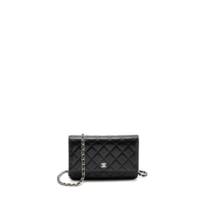 CHANEL CLASSIC WALLET ON CHAIN CAVIAR BLACK SHW (MICROCHIP)