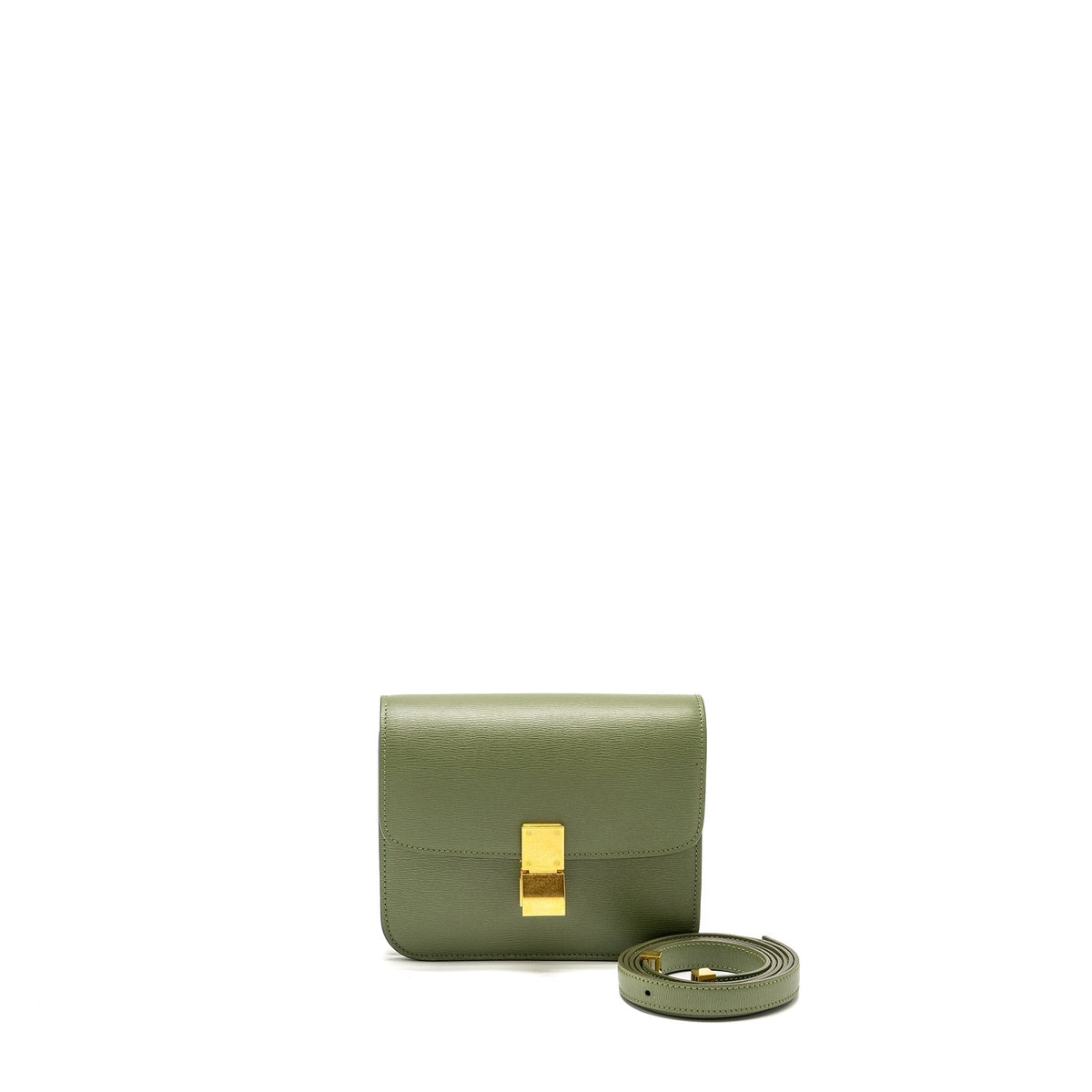 CELINE TEEN CLASSIC BOX BAG CALFSKIN GREEN GHW