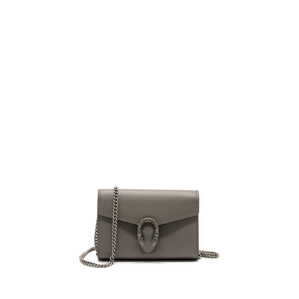 GUCCI DIONYSUS LEATHER MINI CHAIN BAG CALFSKIN GREY SHW