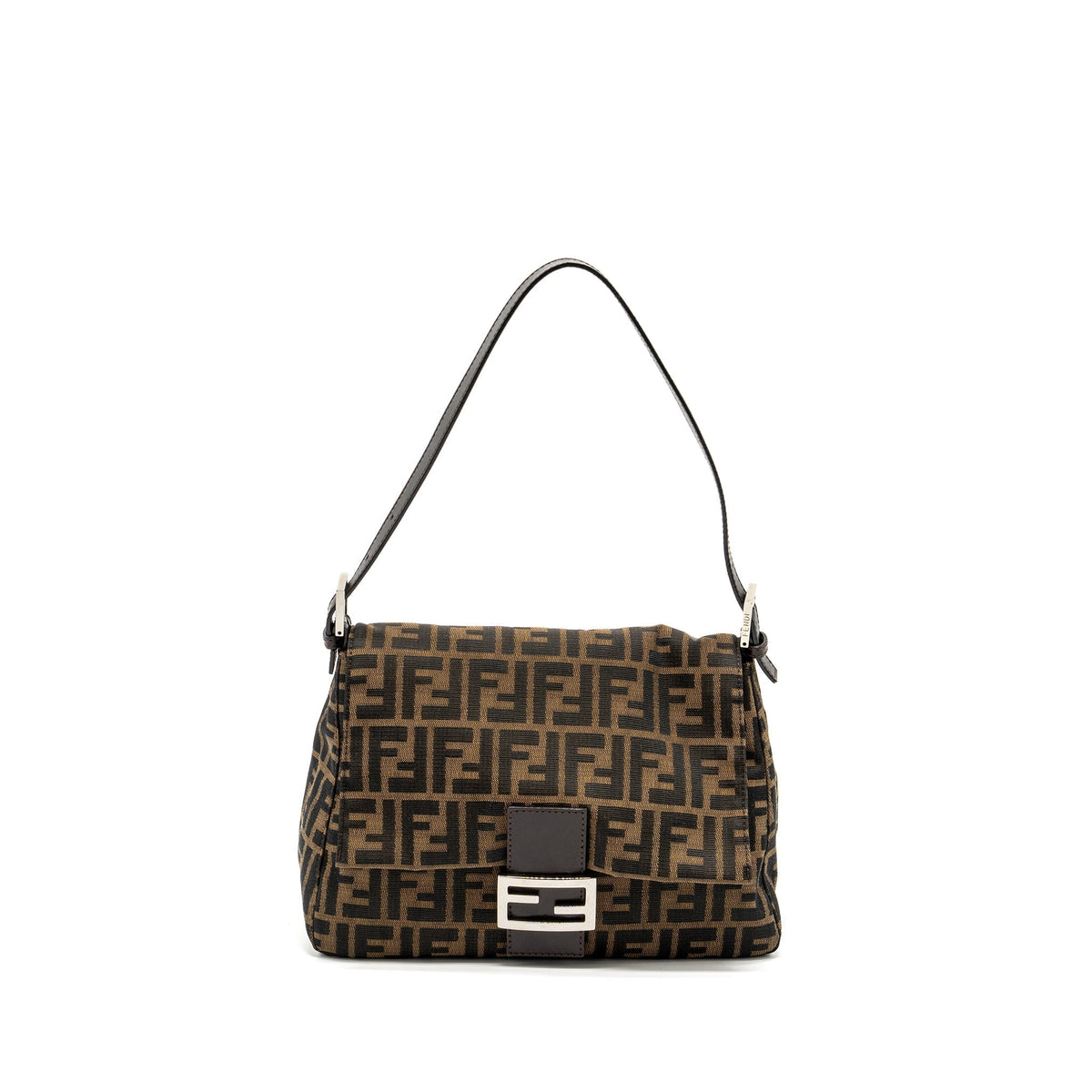 FENDI VINTAGE ZUCCA MAMMA BAGUETTE BAG CANVAS BROWN SHW