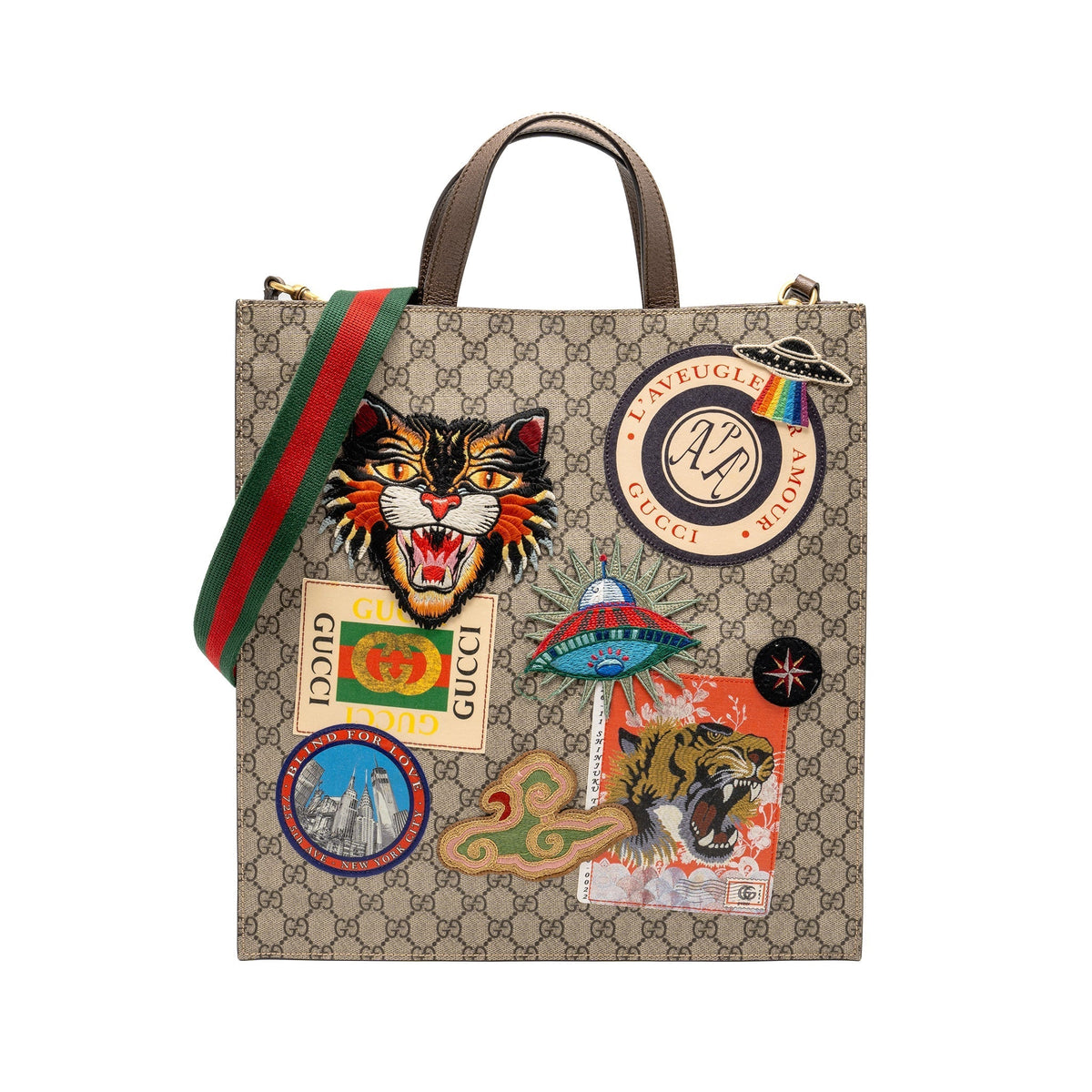 GUCCI SOFT TOTE BAG GG SUPREME CANVAS GHW