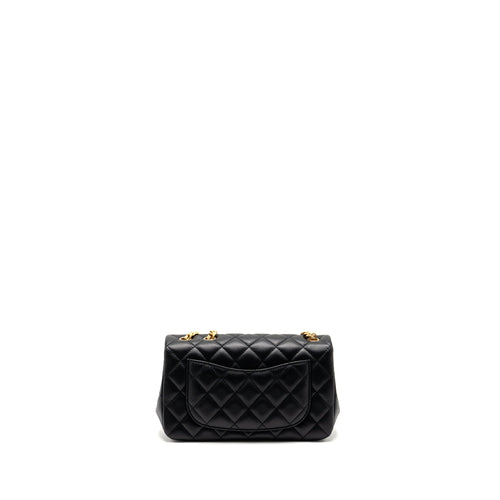 CHANEL 25P CAMELLIA ADJUSTABLE CHAIN FLAP BAG LAMBSKIN BLACK GHW(MICROCHIP)