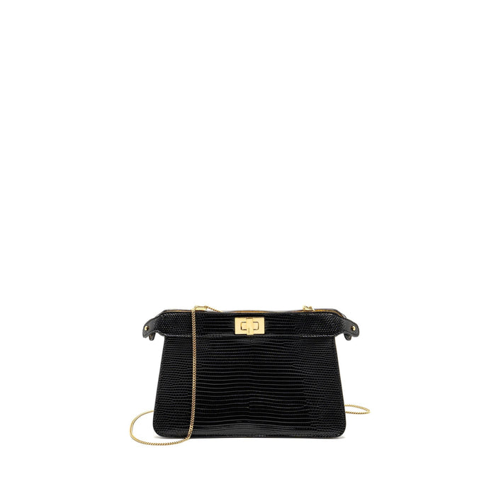 FENDI PEEKABOO I SEE YOU BAG LIZARD BLACK GHW