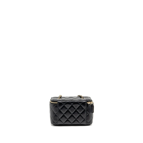 CHANEL LONG VANITY CASE WITH CHAIN LAMBSKIN BLACK LGHW