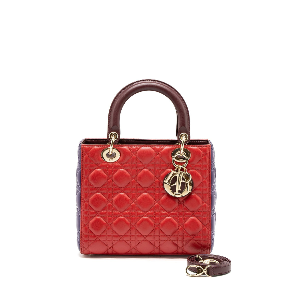 DIOR MEDIUM LADY DIOR BAG LAMBSKIN RED/MULTICOLOUR LGHW