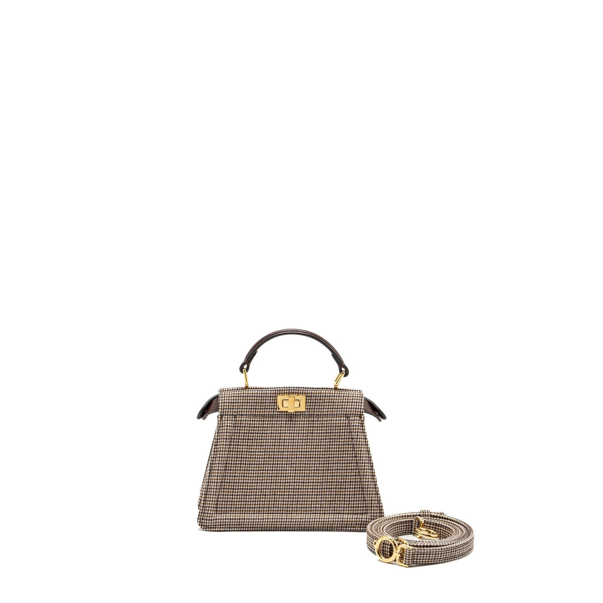 FENDI PEEKABOO ISEEU PETITE MINI FABRIC BROWN MULTICOLOUR LGHW