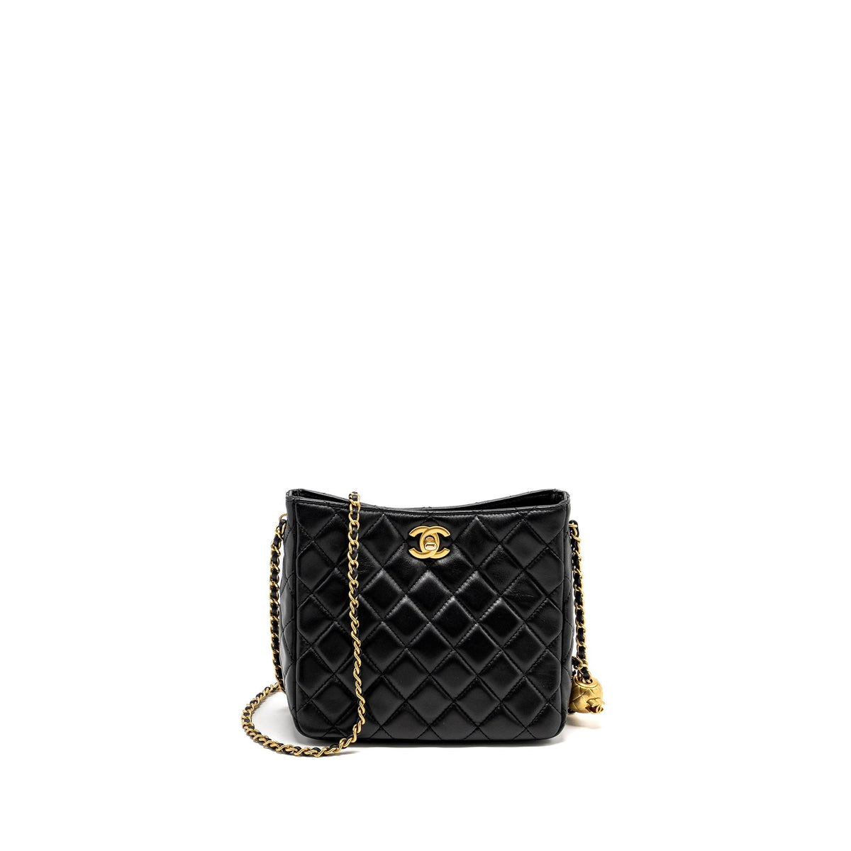 CHANEL 22B PEARL CRUSH HOBO BAG LAMBSKIN BLACK GHW (MICROCHIP)