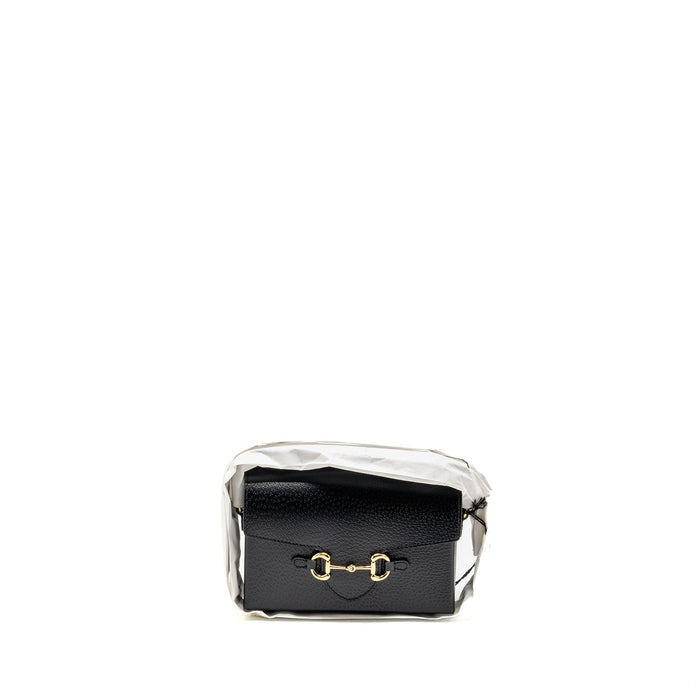 GUCCI 1955 HORSEBIT CROSSBODY BAG CALFSKIN BLACK GHW
