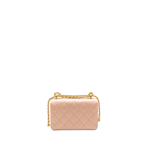 CHANEL GOLD CRUSH MINI FLAP BAG CALFSKIN LIGHT PINK GHW (MICROCHIP)