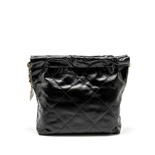 CHANEL SMALL 22 BAG SHINY CALFSKIN BLACK GHW (MICROCHIP)