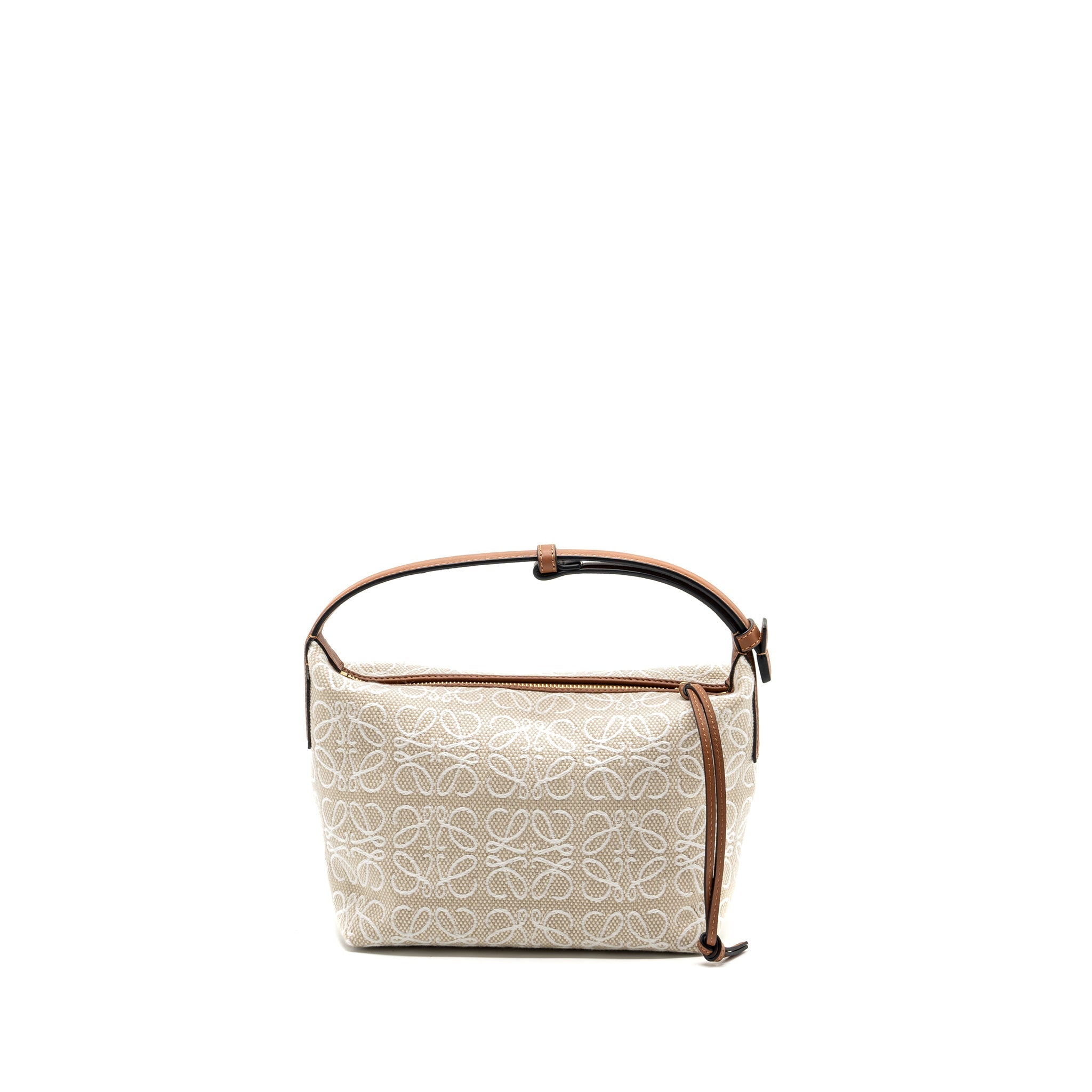 LOEWE SMALL CUBI BAG ANAGRAM JACQUARD CANVAS / CALFSKIN BEIGE / TAN GHW