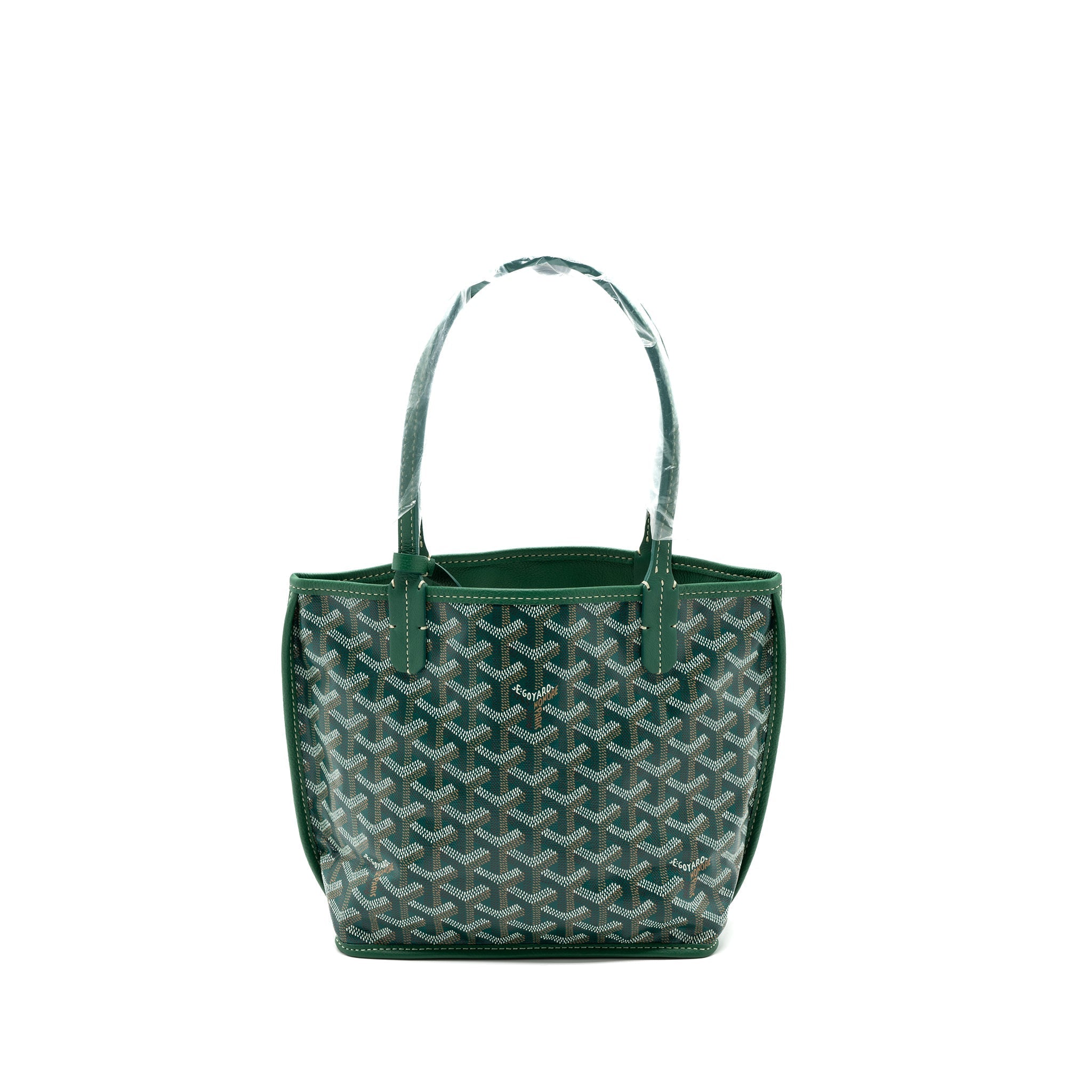 GOYARD MINI ANJOU TOTE BAG CANVAS / CALFSKIN GREEN SHW