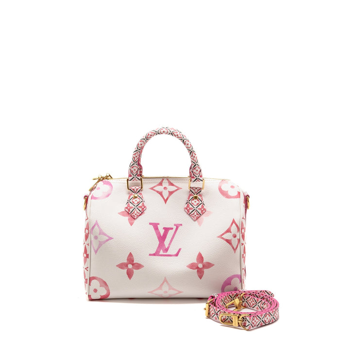 LOUIS VUITTON BY THE POOL SPEEDY BANDOULIERE 25 GIANT MONOGRAM CANVAS PINK/WHITE GHW