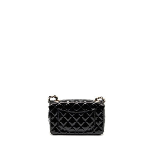 CHANEL MINI RECTANGULAR FLAP BAG PATENT LEATHER BLACK LGHW