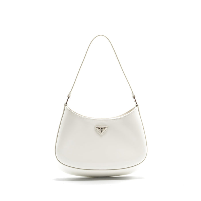 PRADA CLEO SHOULDER BAG BRUSHED LEATHER WHITE SHW