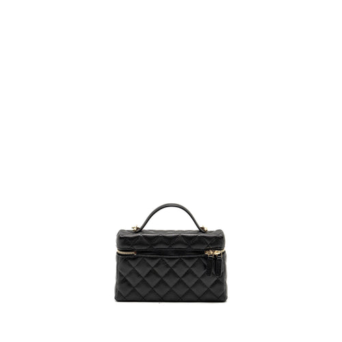 CHANEL CC TOP HANDLE VANITY BAG CAVIAR BLACK LGHW (MICROCHIP)