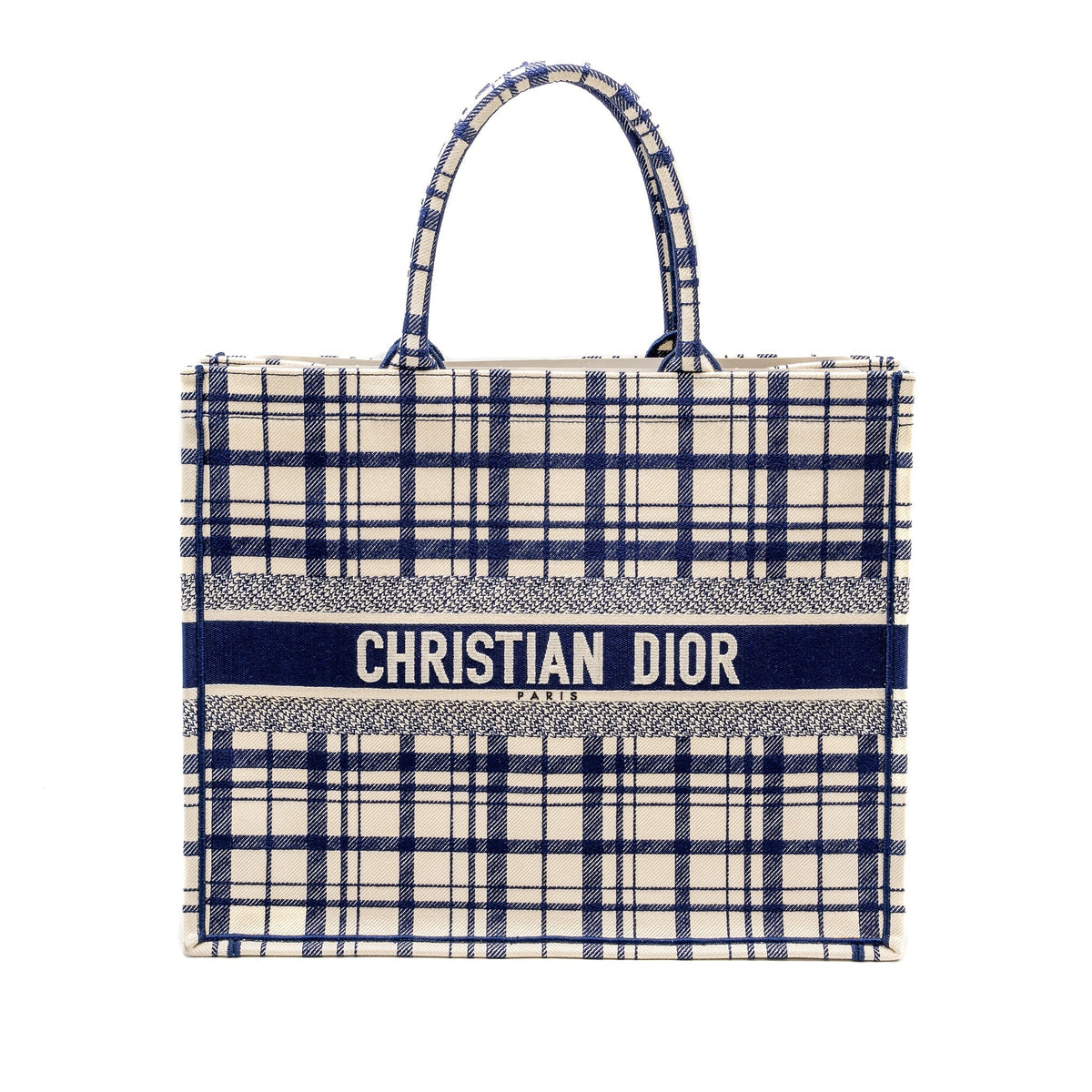 DIOR LARGE BOOK TOTE LINEN BLUE CANVAS