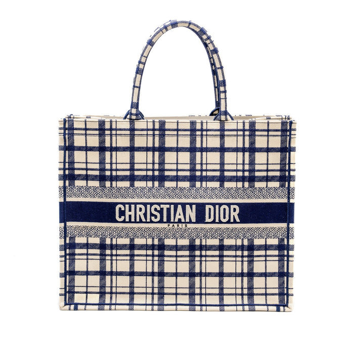 DIOR LARGE BOOK TOTE LINEN BLUE CANVAS