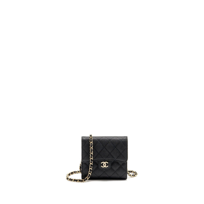 CHANEL 23P MINI CLUTCH WITH CHAIN CAVIAR BLACK LGHW (MICROCHIP)