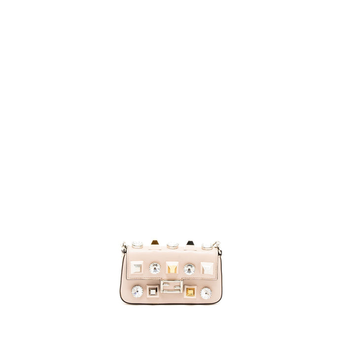 FENDI MINI FLAP CLUTCH WITH CHAIN LAMBSKIN LIGHT PINK SHW