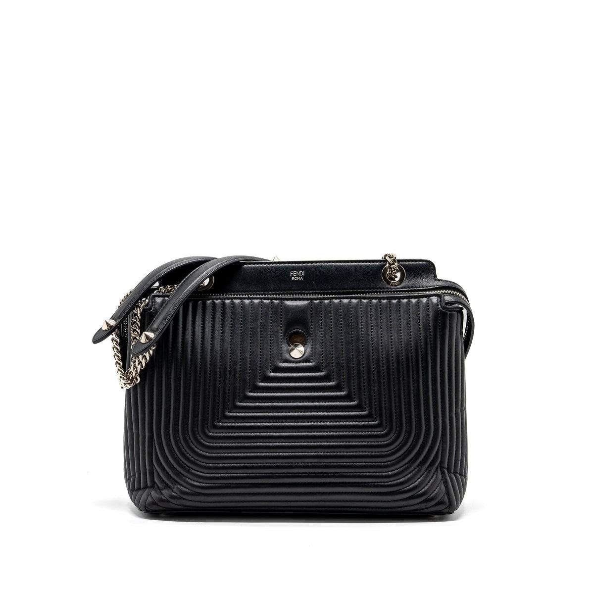 FENDI DOCTOM CHAIN SHOULDER BAG LEATHER BLACK SHW