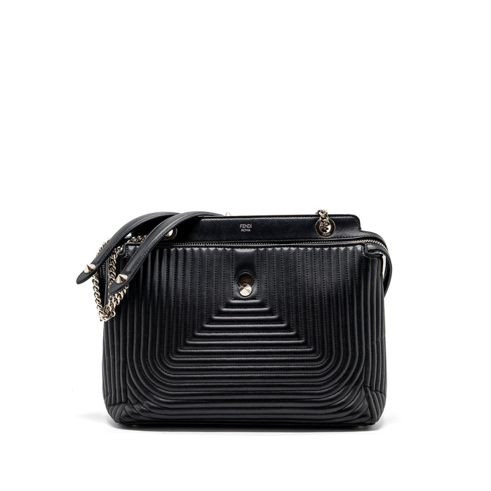 FENDI DOCTOM CHAIN SHOULDER BAG LEATHER BLACK SHW