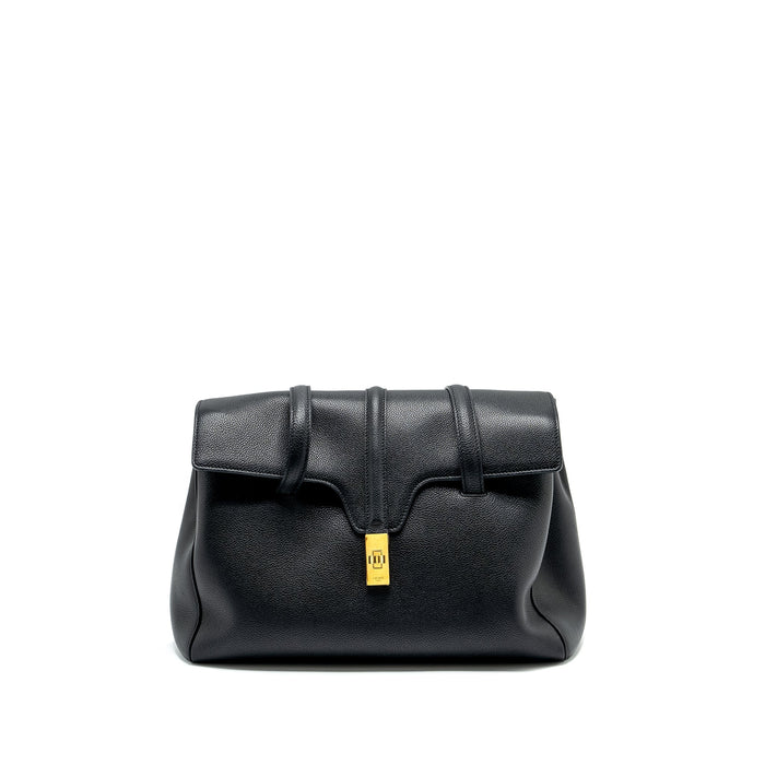 CELINE MEDIUM SOFT 16 BAG GRAINED CALFSKIN BLACK GHW