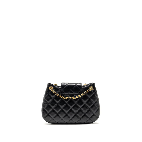 CHANEL 24C QUILTED SMALL MESSENGER BAG BLACK LAMBSKIN GHW (MICROCHIP)