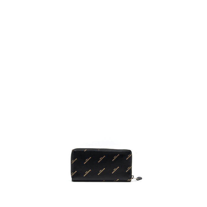BALENCIAGA LOGO LONG ZIP WALLET CALFSKIN BLACK SHW