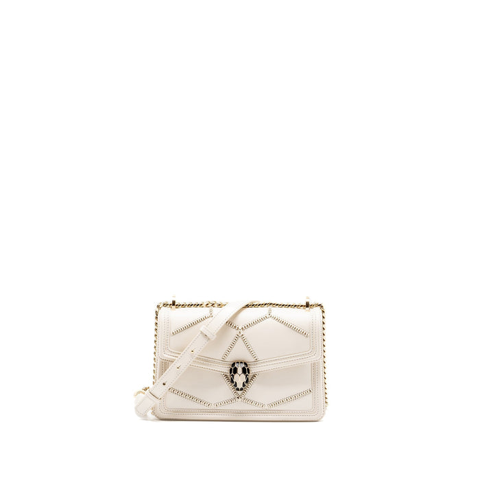 BVLGARI SERPENTI FLAP CHAIN BAG CALFSKIN LIMITED EDITION WHITE LGHW
