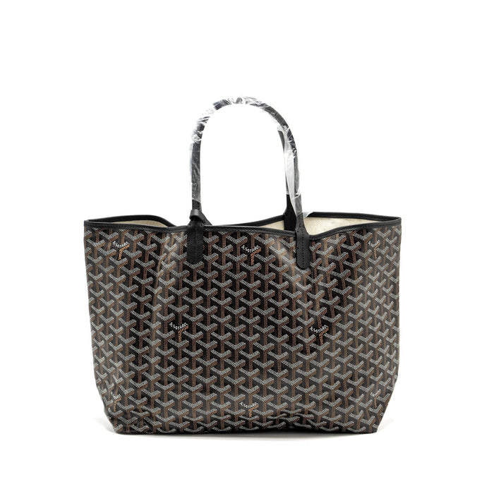 GOYARD SAINT LOUIS PM TOTE BAG GOYARDINE CANVAS/CALFSKIN BLACK SHW